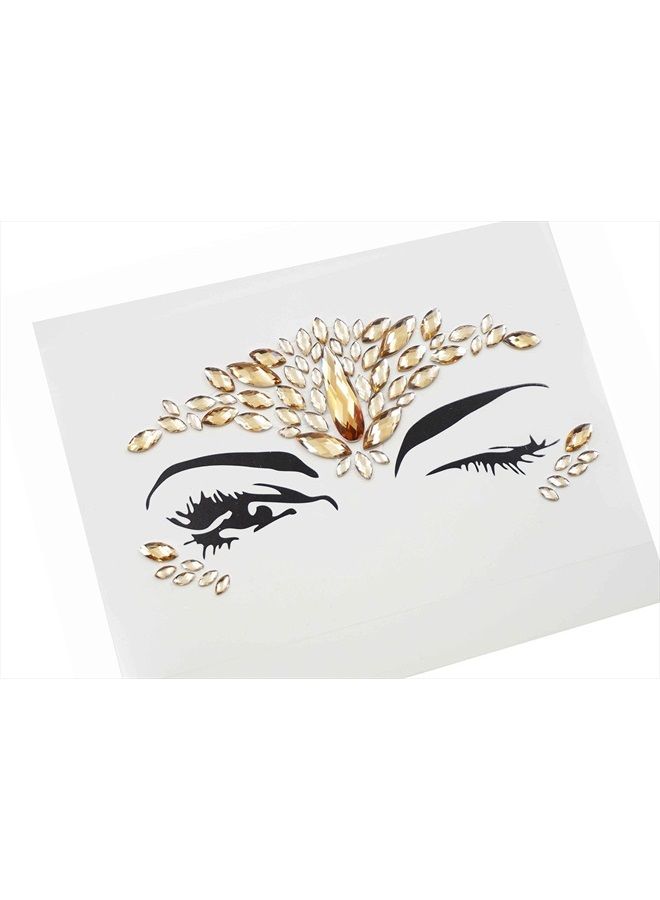 TOPAZ face jewels for makeup Festival Wedding Face Gems Temporary Tattoos mermaid halloween Bindi Fusion Headpiece Body Jewellery bindi face jewel(Topaz gold/SR16) - Image 2