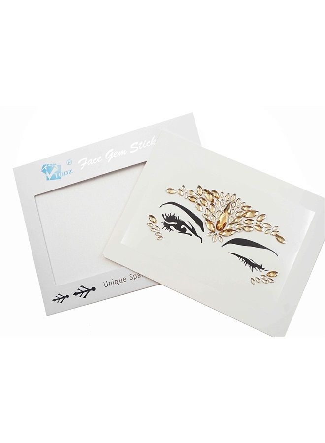 TOPAZ face jewels for makeup Festival Wedding Face Gems Temporary Tattoos mermaid halloween Bindi Fusion Headpiece Body Jewellery bindi face jewel(Topaz gold/SR16) - Image 4