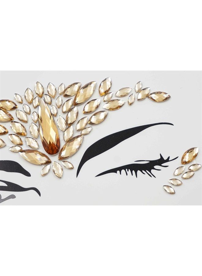 TOPAZ face jewels for makeup Festival Wedding Face Gems Temporary Tattoos mermaid halloween Bindi Fusion Headpiece Body Jewellery bindi face jewel(Topaz gold/SR16) - Image 3