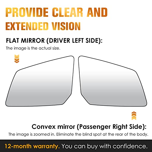 AEagle Left & Right Side Heated Mirror Glass Replacement Fits for GMC Acadia, for Saturn Outlook, for Chevrolet Traverse 2007-2016 Replaces for 15951926 15951928 1 Pair - Image 3