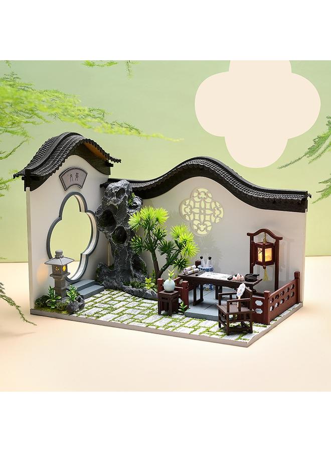 Bluejw Zhiqu House New Antique Style Cabin Emblem Courtyard Building Ink Chinese Style Handmade Puzzle Assembled Doll House - Image 2