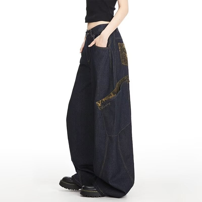 New American Fashion Design Large Pocket Scimitar Jeans For Men And Women Loose Trendy Brand Retro Floor-Length Wide-Leg Trend - Image 3