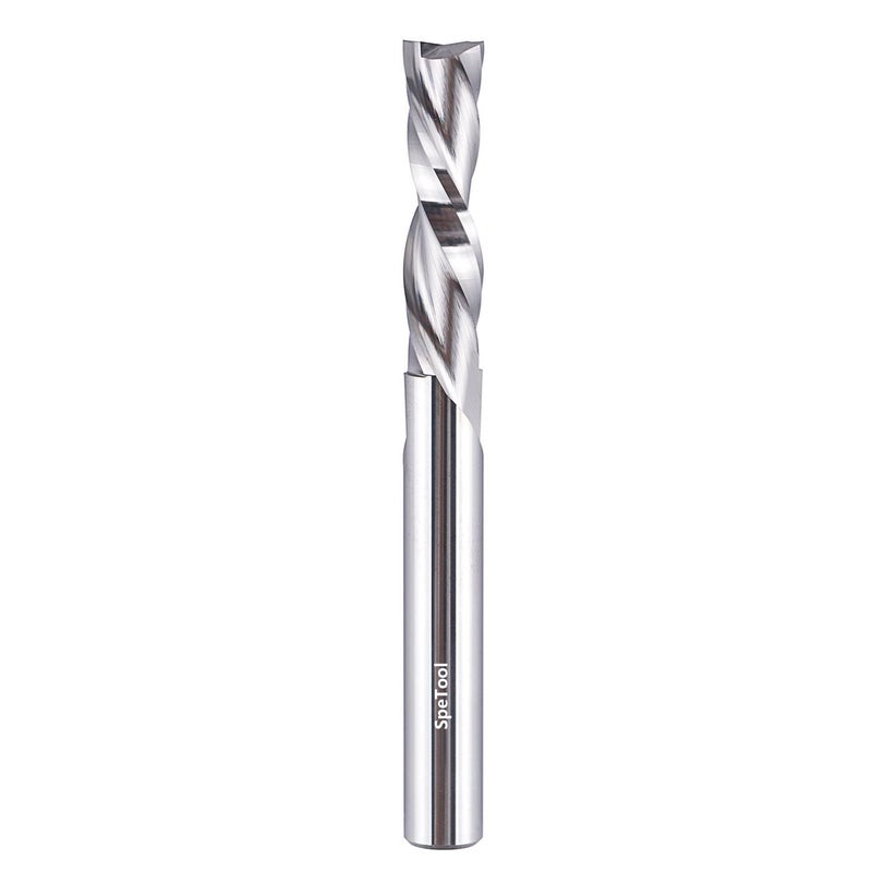 SpeTool Spiral Router Bits Down Cut 1/4 inch Cutting Diameter, 1/4 inch Shank Solid Carbide CNC Bits End Mill for Wood Cut Carving Engraver