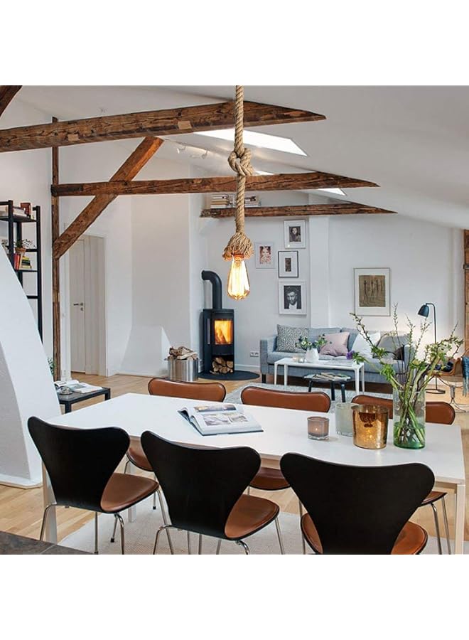 erorex Vintage Braided Rope Hanging Retro Industrial Loft Metal Holder Edison Wall Sconce Chandelier With E27 Sockets 1M - Image 3