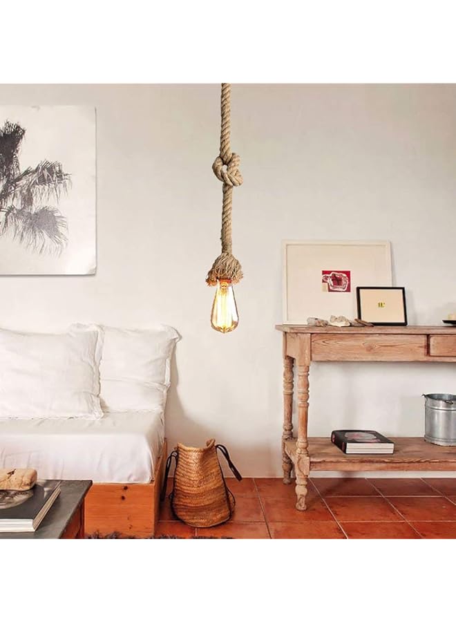 erorex Vintage Braided Rope Hanging Retro Industrial Loft Metal Holder Edison Wall Sconce Chandelier With E27 Sockets 1M - Image 2