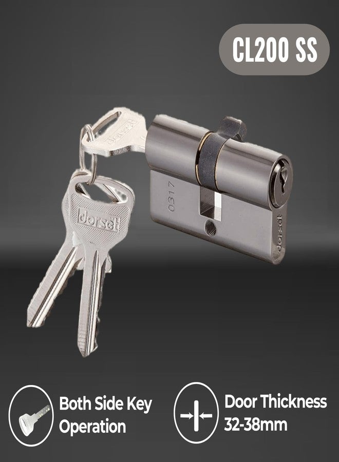 Dorset Euro Profile Cylinder Lock for Main Doors | 60mm Lock Cylinder with Both Side Key Operation | Silver Satin Finish | Cylinder with 3 Keys | 10-Year Warranty, Fits 32-38mm Doors - CL200SS - Image 2