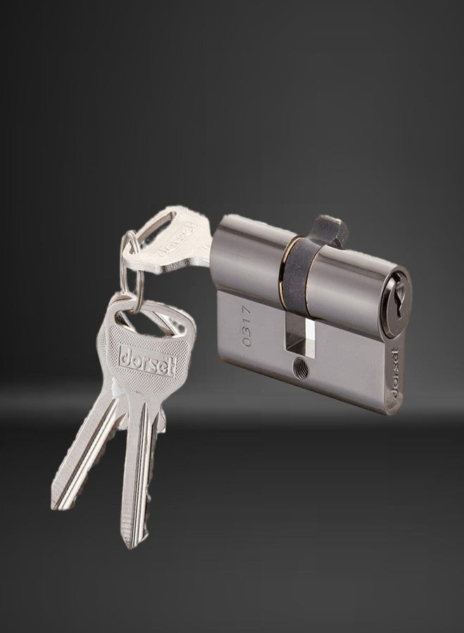 Dorset Euro Profile Cylinder Lock for Main Doors | 60mm Lock Cylinder with Both Side Key Operation | Silver Satin Finish | Cylinder with 3 Keys | 10-Year Warranty, Fits 32-38mm Doors - CL200SS - Image 1