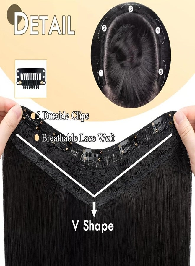 Chanderkash 1PC 24" Clip-in Straight Hair Extensions - Natural Black Synthetic Wig for Instant Volume & Length - Image 3