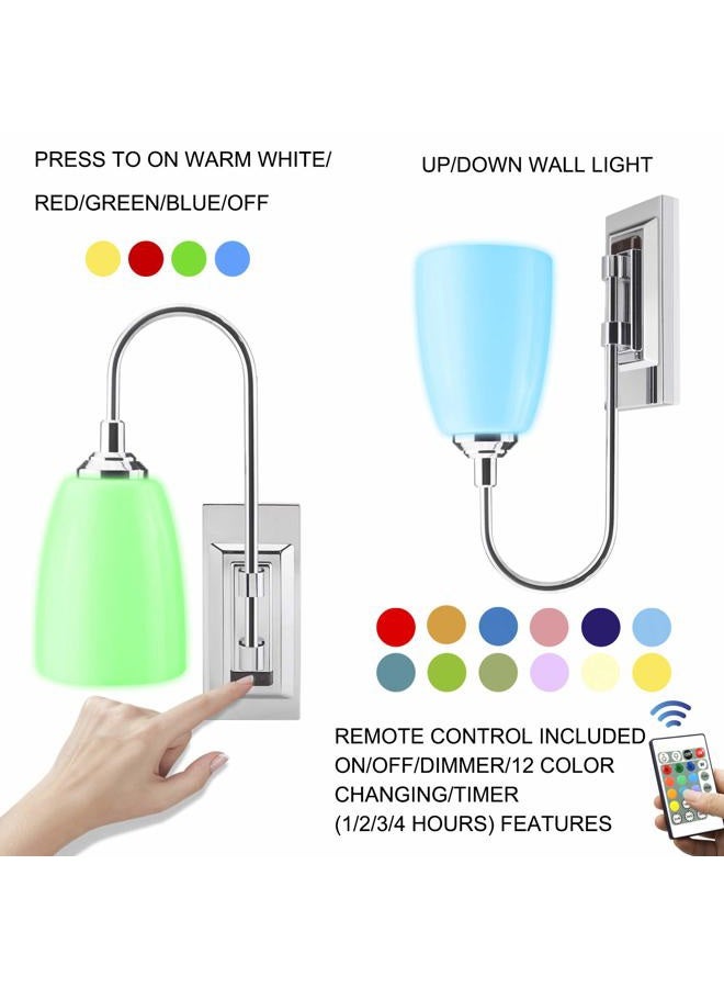 HONWELL Wall Lamp Battery Operated LED Wall Sconces Indoor Cordless Multi Color Wall Sconce Light Fixture for Room Lighting, Stick Lights for Kitchen Hallway Bathroom, 12 Colors, Remote Controlled - Image 4
