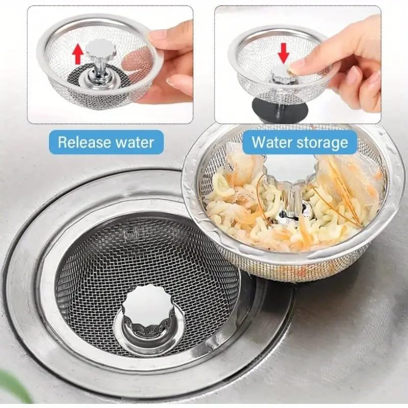 KERFORA Kitchen Sink Strainer & Stopper Combo - Stainless Steel Basket with Plastic Knob, Rubber Bottom Stopper, Replacement for Standard Drain (1 pcs) - Image 5
