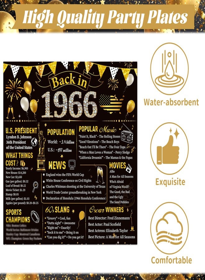 Refavor 60th Birthday Decorations for Men Woman, 96PCS Birthday Party Paper Plates and Napkins Forks Supplies, Vintage Black and Gold Birhday Disposable Party Tableware Decor (24 Guests) - Image 4