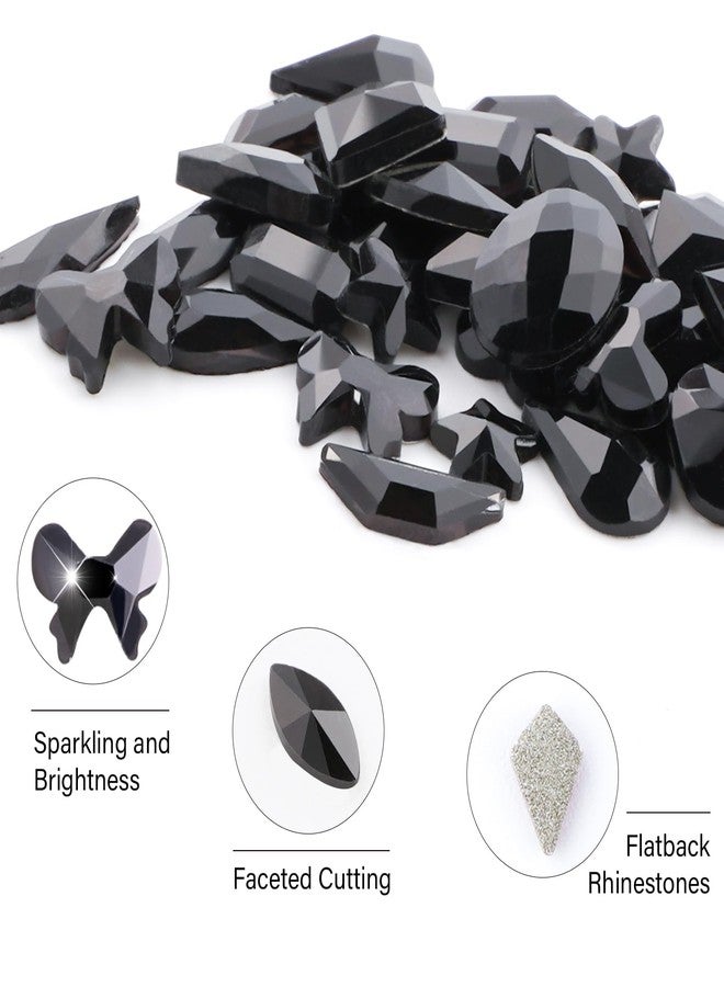 Canvalite 2900Pcs Black Rhinestones for Nails, 18 Styles Multi Shape Nail Charms and Gems Shiny Glass Crystal Flatback Nail Rhinestones Set for Nail Art with Rhinestone Picker and Tweezers - Image 3