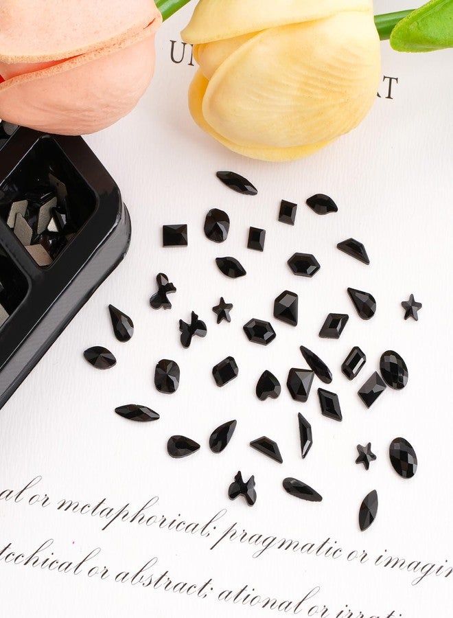 Canvalite 2900Pcs Black Rhinestones for Nails, 18 Styles Multi Shape Nail Charms and Gems Shiny Glass Crystal Flatback Nail Rhinestones Set for Nail Art with Rhinestone Picker and Tweezers - Image 4