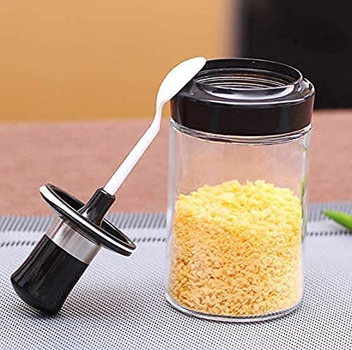 Gokich Gokich Borosilicate Glass Seasoning Container Kitchen Seasoning Bottle Food Storage Jar Spice Jars Pickle Jar with Spoon Spice Jars Seasoning Box Jar Condiment Jar Combination Lid Design 250ml  - Image 4