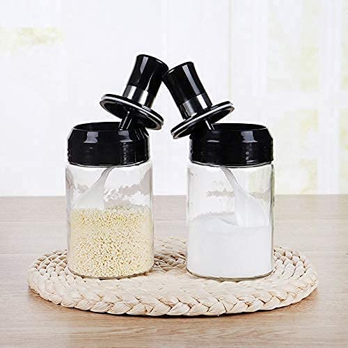 Gokich Gokich Borosilicate Glass Seasoning Container Kitchen Seasoning Bottle Food Storage Jar Spice Jars Pickle Jar with Spoon Spice Jars Seasoning Box Jar Condiment Jar Combination Lid Design 250ml  - Image 3