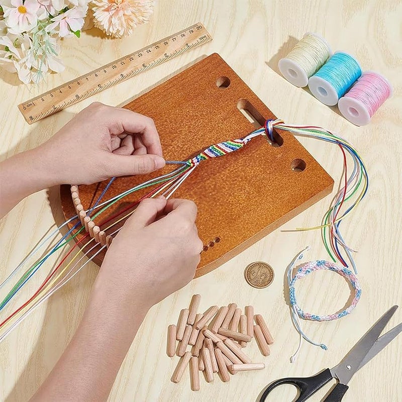 طقم صنع أساور الصداقة الخشبية للأطفال والنساء، حرف يدوية ومجوهرات مصنوعة يدويًا - Image 4