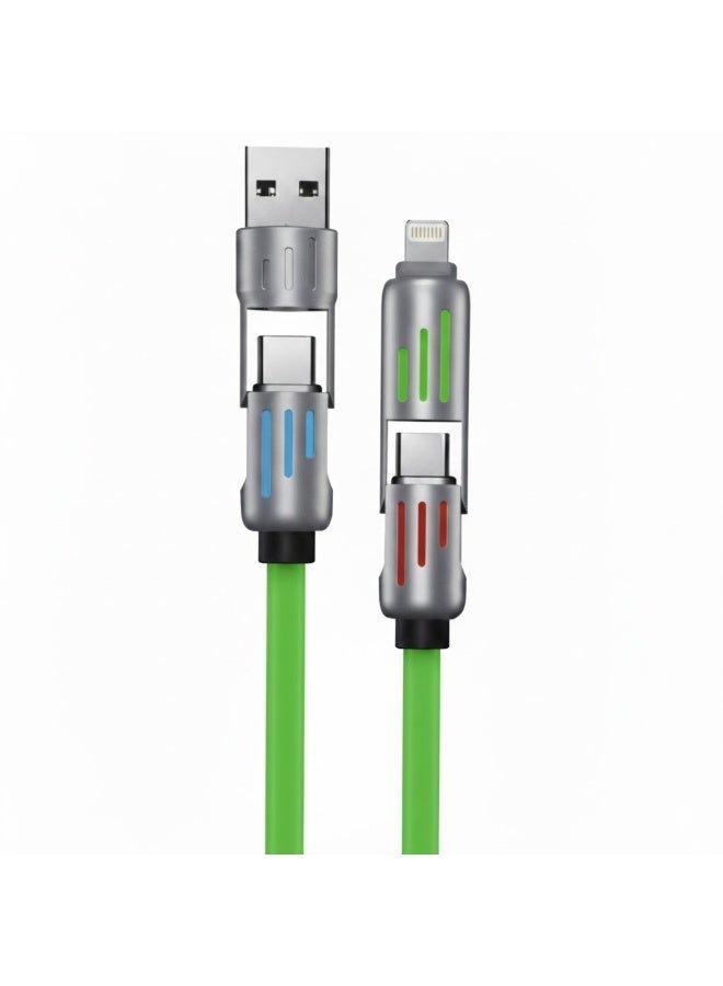 كابل شحن سريع RGB متعدد الاستخدامات 4 في 1 بقدرة 240 واط - USB-A إلى USB-C، USB-C إلى USB-C، USB-C إلى Lightning و USB-A إلى Lightning، كابل مضفر متعدد الاستخدامات - Image 5