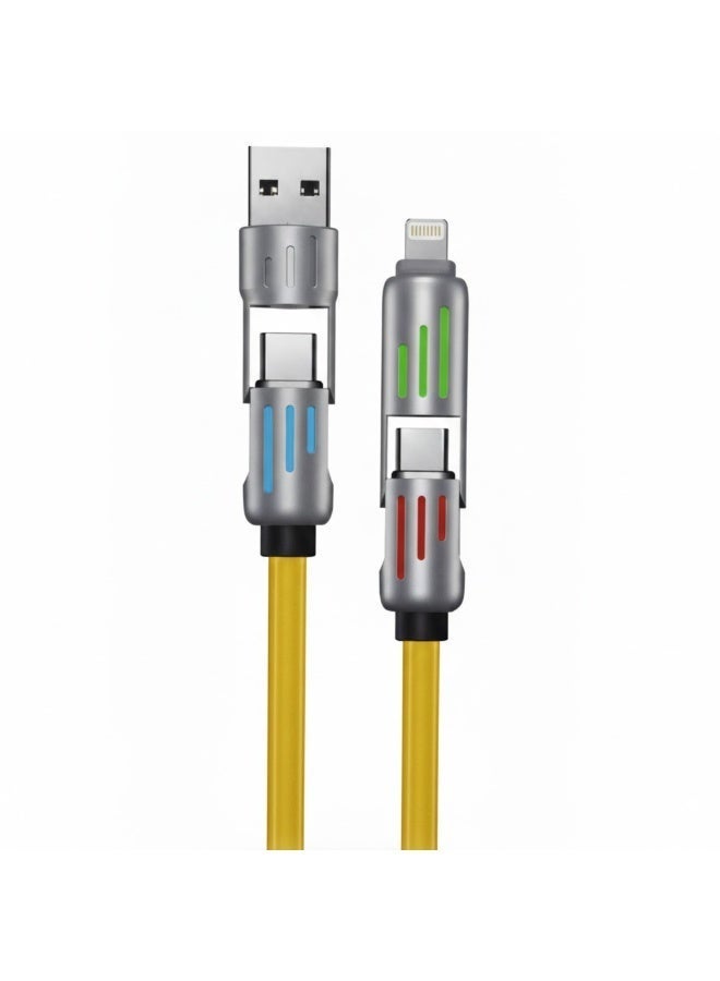 كابل شحن سريع RGB متعدد الاستخدامات 4 في 1 بقدرة 240 واط - USB-A إلى USB-C، USB-C إلى USB-C، USB-C إلى Lightning و USB-A إلى Lightning، كابل مضفر متعدد الاستخدامات - Image 2