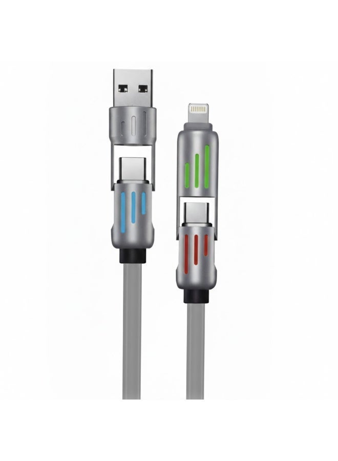 كابل شحن سريع RGB متعدد الاستخدامات 4 في 1 بقدرة 240 واط - USB-A إلى USB-C، USB-C إلى USB-C، USB-C إلى Lightning و USB-A إلى Lightning، كابل مضفر متعدد الاستخدامات - Image 3