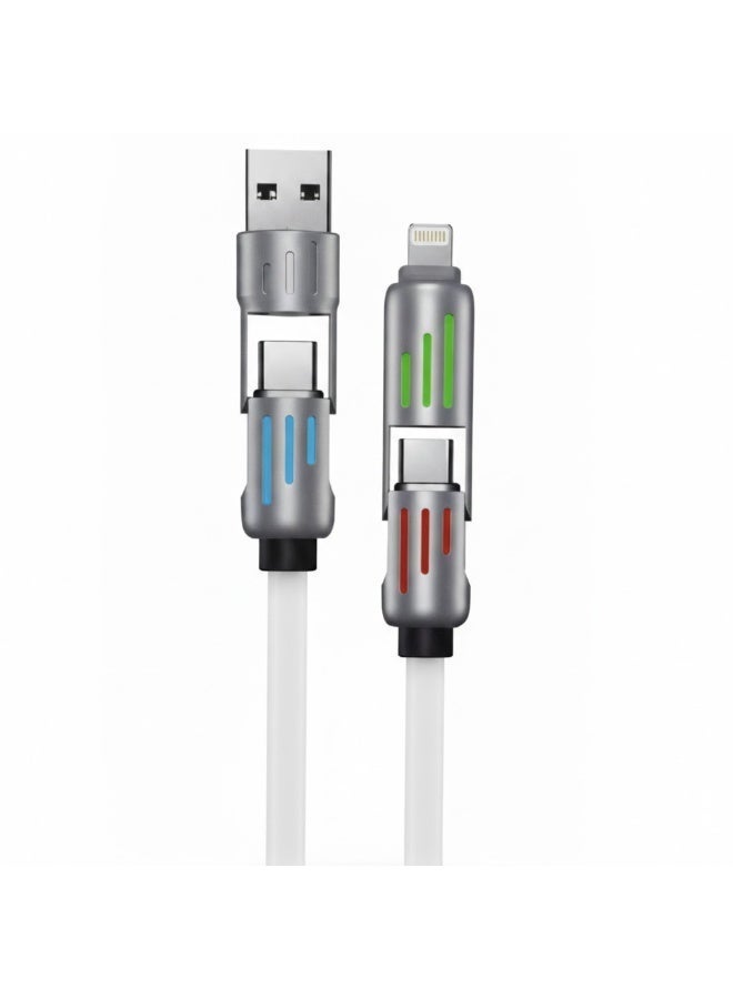 كابل شحن سريع RGB متعدد الاستخدامات 4 في 1 بقدرة 240 واط - USB-A إلى USB-C، USB-C إلى USB-C، USB-C إلى Lightning و USB-A إلى Lightning، كابل مضفر متعدد الاستخدامات - Image 4