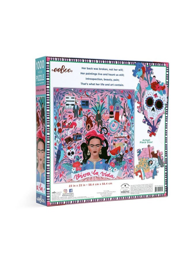 Eeboo Piece And Love Viva La Vida Frida Kahlo 1000 Piece Square Adult Jigsaw Puzzle - Image 5