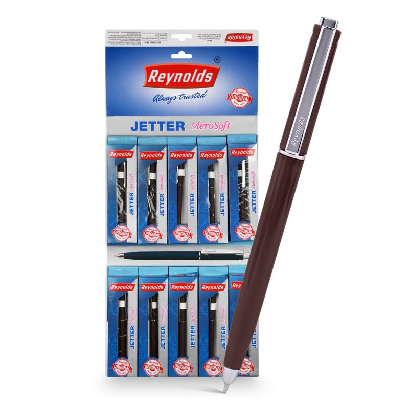 Reynolds JETTER AEROSOFT Ball Pen SET - 10 PENS BLUE | MULTI BODY COLOR BALL PEN WITH COMFORTABLE GRIP |BLUE BALL PENS FOR WRITING | PEN FOR PROFESSIONALS | 0.7 mm TIP SIZE - Image 2