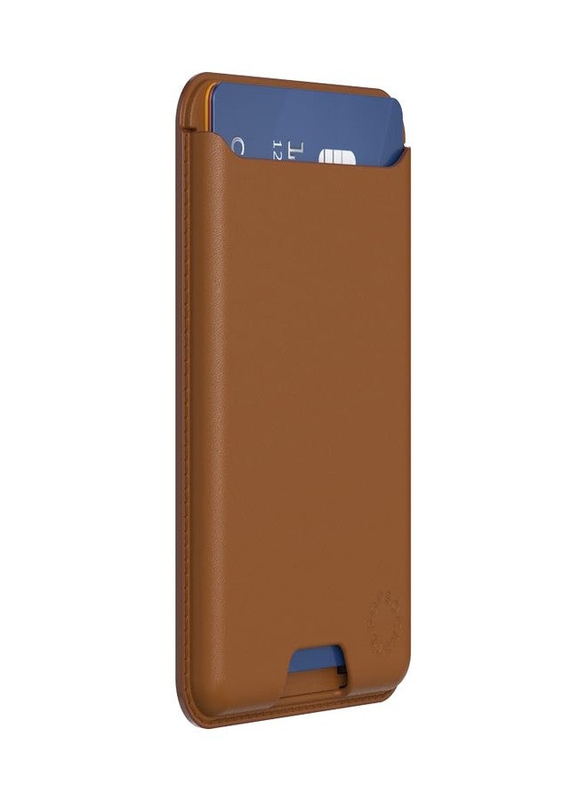 PopSockets: PopWallet for MagSafe - MagSafe Adapter Ring Included - Stylish and Repositionable Card Holder for Smartphones and Cases - SoftGoods - Cognac - Image 3