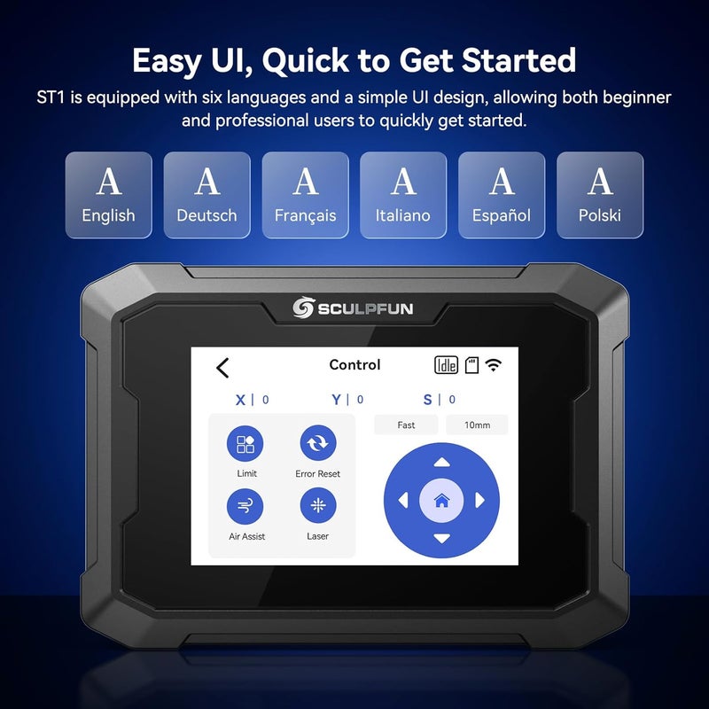 SCULPFUN TS1 touch screen, offline engraving operation terminal for S9 S10 S30 iCube series laser engraving machine, WiFi connection, real-time cutting function - Image 5