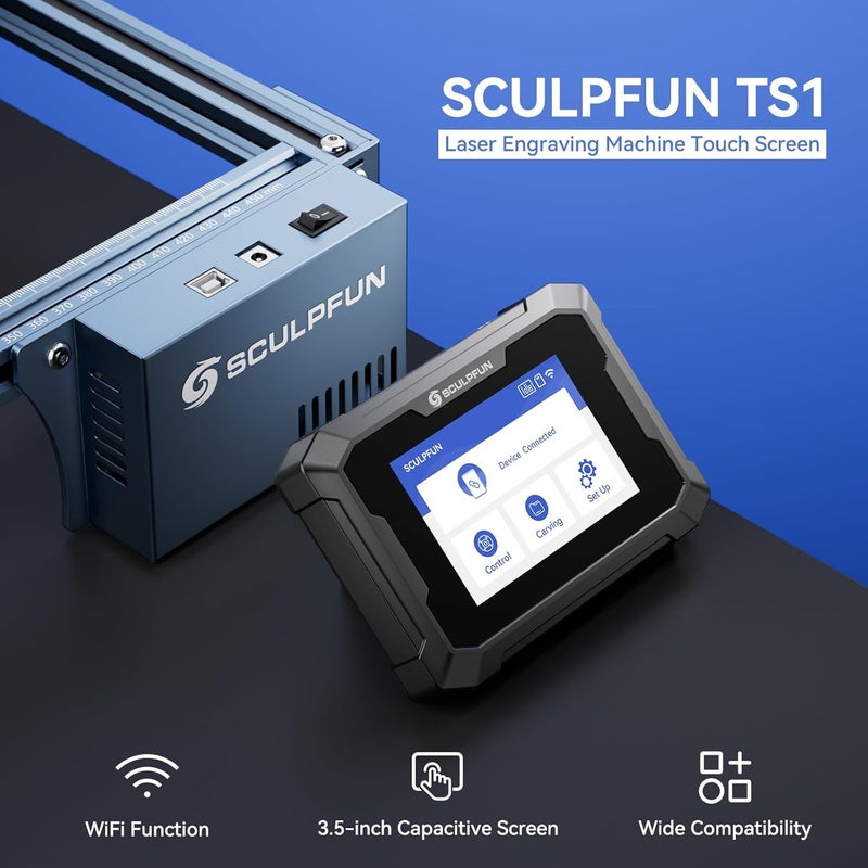 SCULPFUN TS1 touch screen, offline engraving operation terminal for S9 S10 S30 iCube series laser engraving machine, WiFi connection, real-time cutting function - Image 2