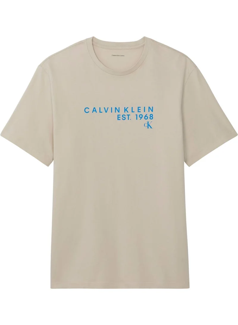 Calvin Klein Jeans Oatmeal 1968 Logo Graphic T-Shirt for Men | Best Price UAE