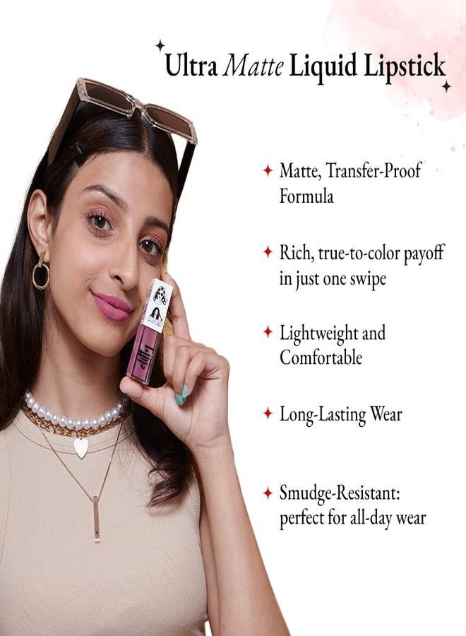 Elitty Liquid Matte Lipstick | Transfer proof, Smudgeproof & Lightweight | Just A Girl (Mauve)- 4 ML - Image 5