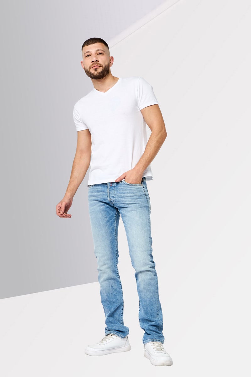 Replay جينز رجالي بقصة عادية، قابل للتمدد، مغسول، أزرق فاتح - Image 2