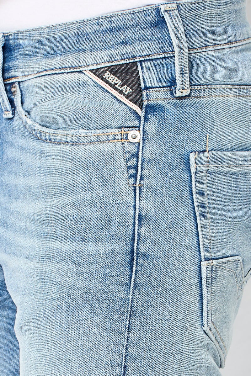 Replay جينز رجالي بقصة عادية، قابل للتمدد، مغسول، أزرق فاتح - Image 3