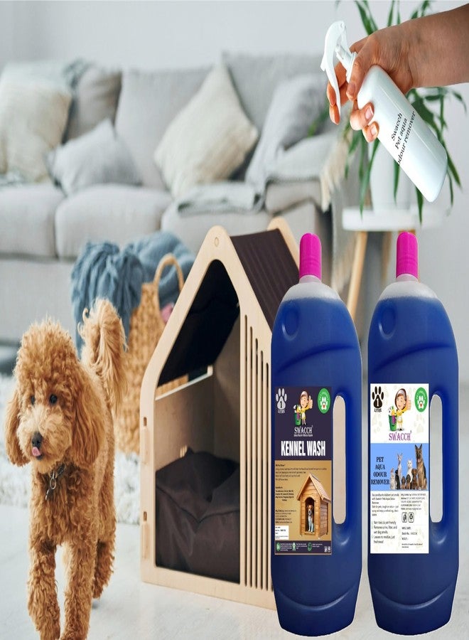 swacch Kennel Wash + Pet Aqua Odour Remover 1 Litre Combo Pack of 2 Lavender I Floor Cleaner Liquid I Economical Pack I Dog and Cat Friendly - Image 2