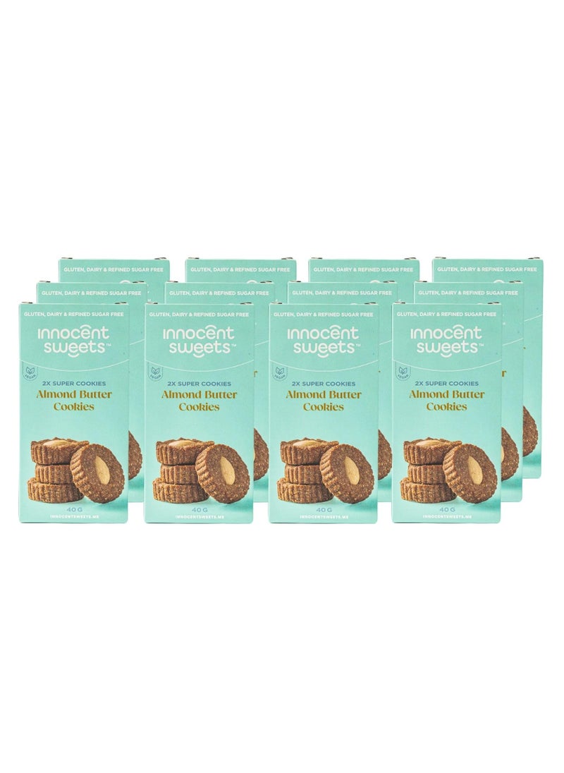 Innocent Sweets Innocent Sweets Almond Butter Cookies, Gluten, Dairy and Refinded Sugar Free, 100% Vegan, 40g, 2 Pieces in 1 Packet, Box of 12 Packets  - Image 1