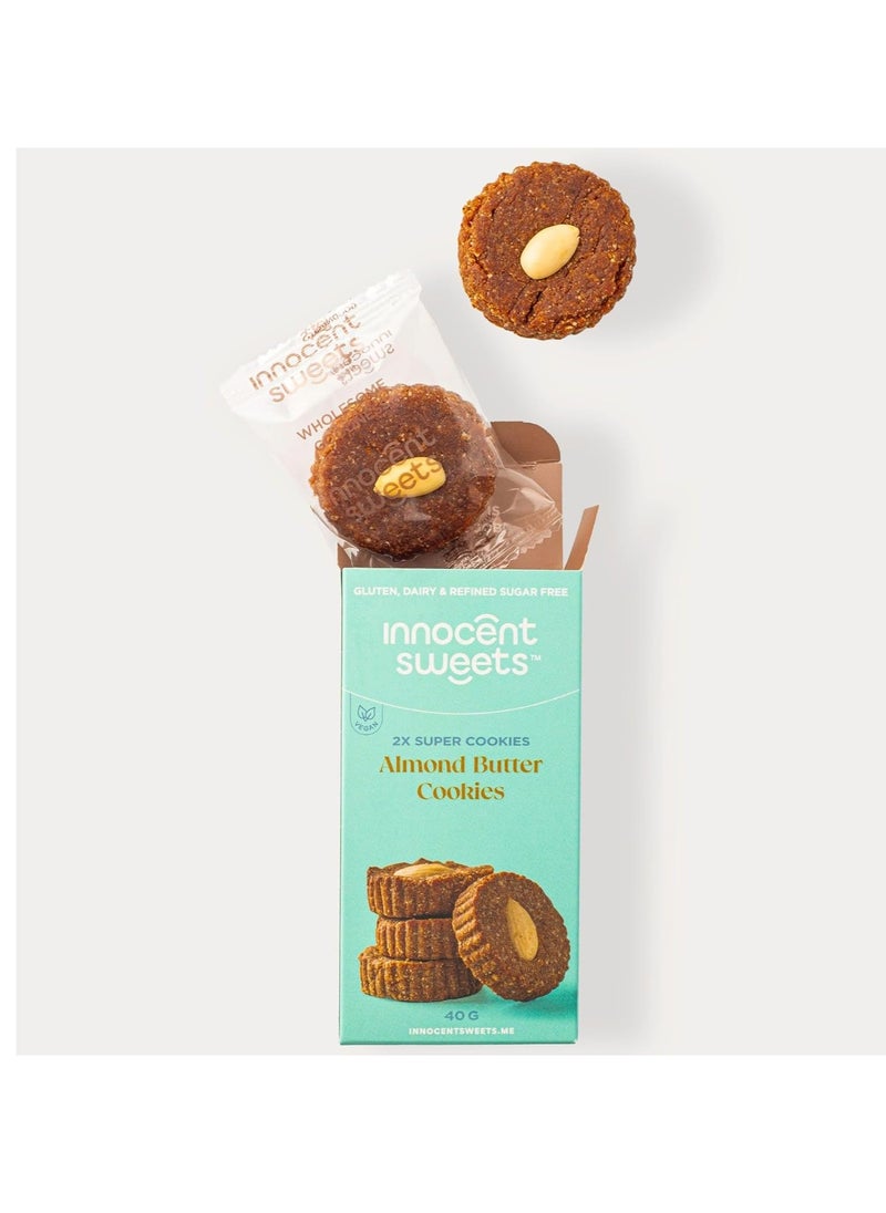 Innocent Sweets Innocent Sweets Almond Butter Cookies, Gluten, Dairy and Refinded Sugar Free, 100% Vegan, 40g, 2 Pieces in 1 Packet, Box of 12 Packets  - Image 2