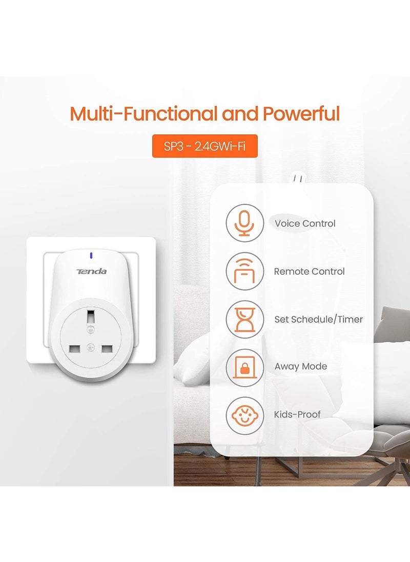 Tenda - Smart Plug WiFi Outlet SP3, Works with Amazon Alexa, Google Home, Wireless Smart Socket, Remote Control Timer Plug, No Hub Required, APP Control, Pack of 2 - Image 1