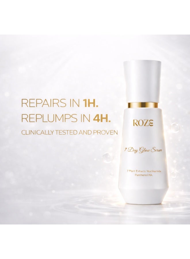Roze 7 Day Glow Serum | Plumper, Bouncier Clear skin Powered by Plant Extracts | 40ml - Image 2