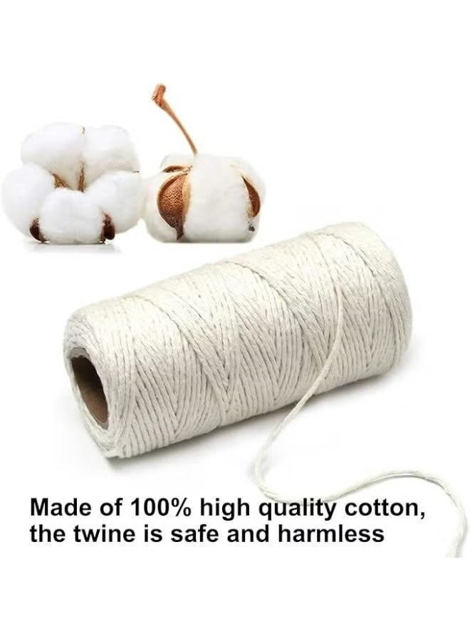 100 M Cooking Twine, Strong Food Safe Cotton Wraps String for Tying Meat, Baking, DIY Crafts, Gifts Making Sausage Packaging Decoration Macrame Cord Thickness 1.5MM - Image 4