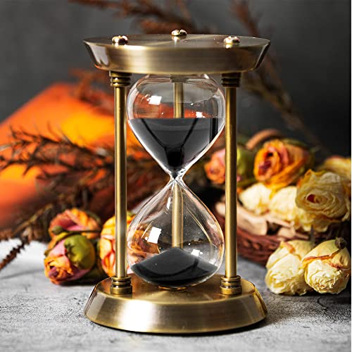 AKAKA MUNING 60 Minute Hourglass Sand Timer with Metal Frame, Big Size Antique Sand Clock, Silver - Image 1