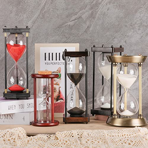 AKAKA MUNING 60 Minute Hourglass Sand Timer with Metal Frame, Big Size Antique Sand Clock, Silver - Image 3