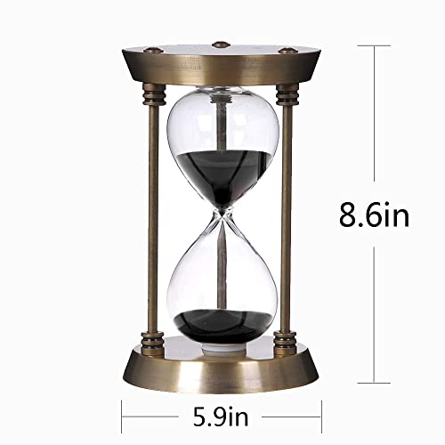 AKAKA MUNING 60 Minute Hourglass Sand Timer with Metal Frame, Big Size Antique Sand Clock, Silver - Image 2