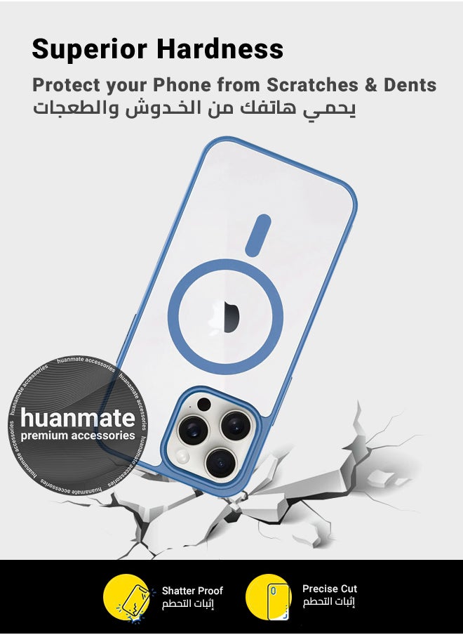 huanmate - Apple iPhone 15 Pro MagSafe Case Light Blue- High Quality Strong Magnet, Wireless Charging Compatible, Shockproof Protection, Ultra Slim Anti-Scratch Magnetic Cover for Apple iPhone 15 Pro - Image 1