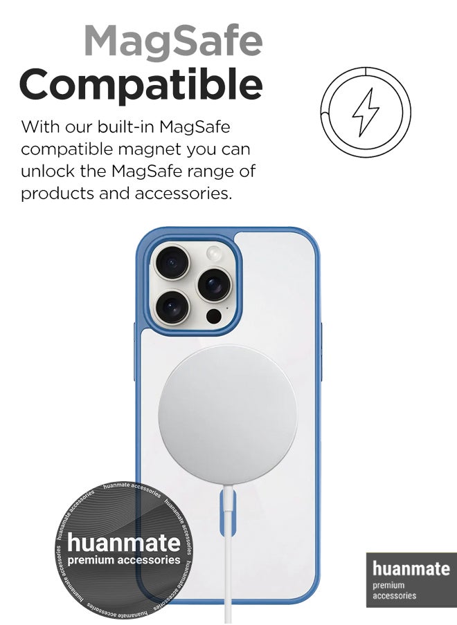 huanmate - Apple iPhone 15 Pro MagSafe Case Light Blue- High Quality Strong Magnet, Wireless Charging Compatible, Shockproof Protection, Ultra Slim Anti-Scratch Magnetic Cover for Apple iPhone 15 Pro - Image 1