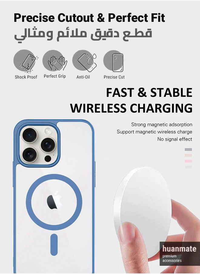 huanmate - Apple iPhone 15 Pro MagSafe Case Light Blue- High Quality Strong Magnet, Wireless Charging Compatible, Shockproof Protection, Ultra Slim Anti-Scratch Magnetic Cover for Apple iPhone 15 Pro - Image 1