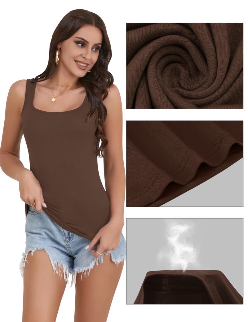 BQTQ 5 Pack Square Neck Tank Tops for Women Sleeveless Ladies Tank Tops with Square Neck Womens Undershirt Tank Tops, L - Image 5