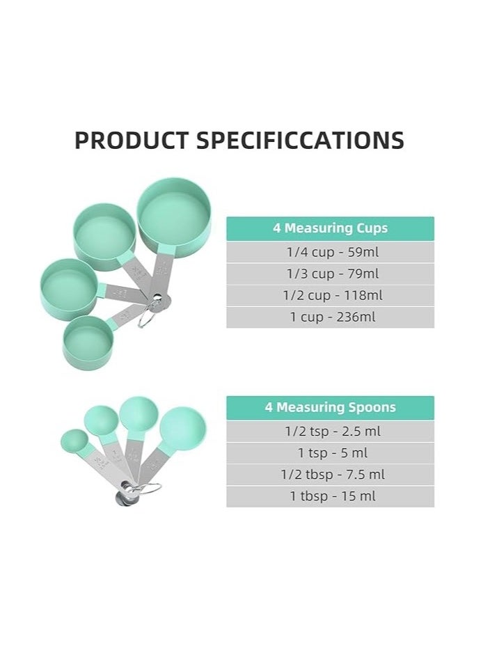 Spaceshoop Measuring Cups and Spoons Set, 8 Piece, with Stainless Steel Handles  - Image 2