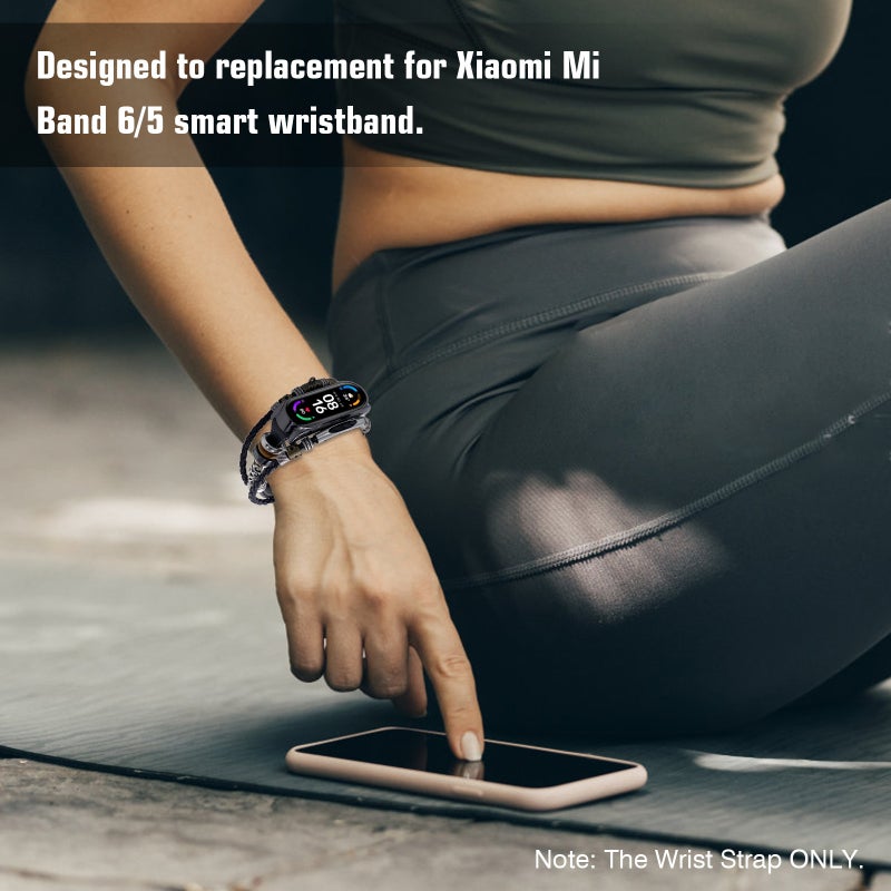 Retro Wrist Strap: Quality Leather & Metal Alloy Material, Skin-friendly Comfort, Adjustable Bead Decor - Compatible With Xiaomi Mi Band 6/6 NFC & 5 for Everyday Wear - Image 3