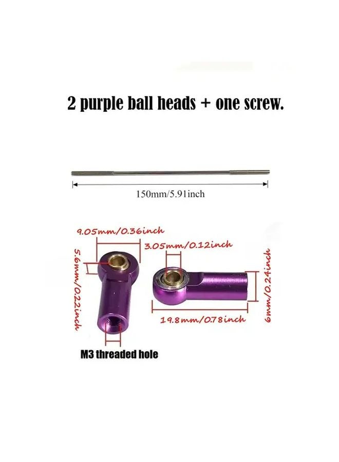 M3 Metal Ball Studs 150mm 2PCS Fasteners Kit For DIY Mechanics Repair - Image 1
