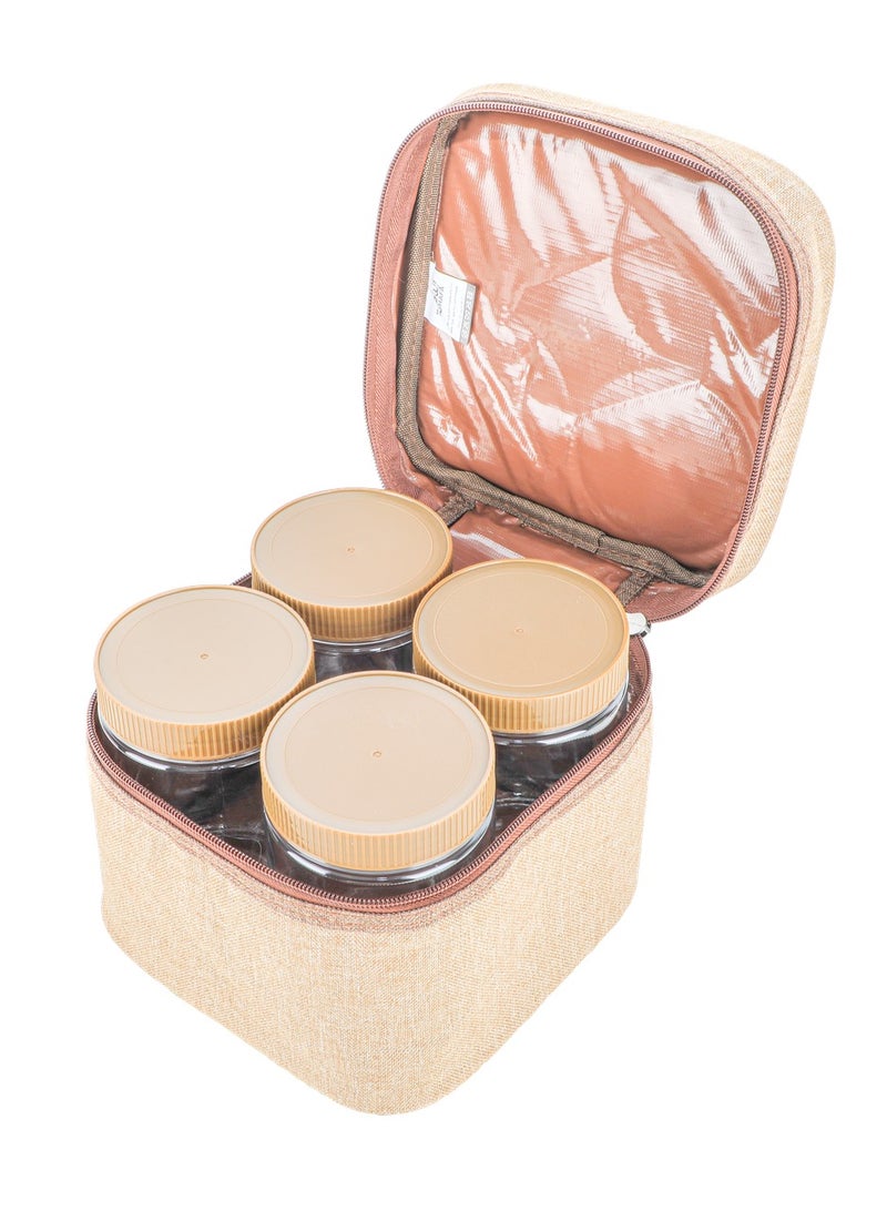 الغافة شنطة علب بهارات ,عدد 4قطع  , سعة 1 لتر, لون خشبي , من  الغافة - Image 4